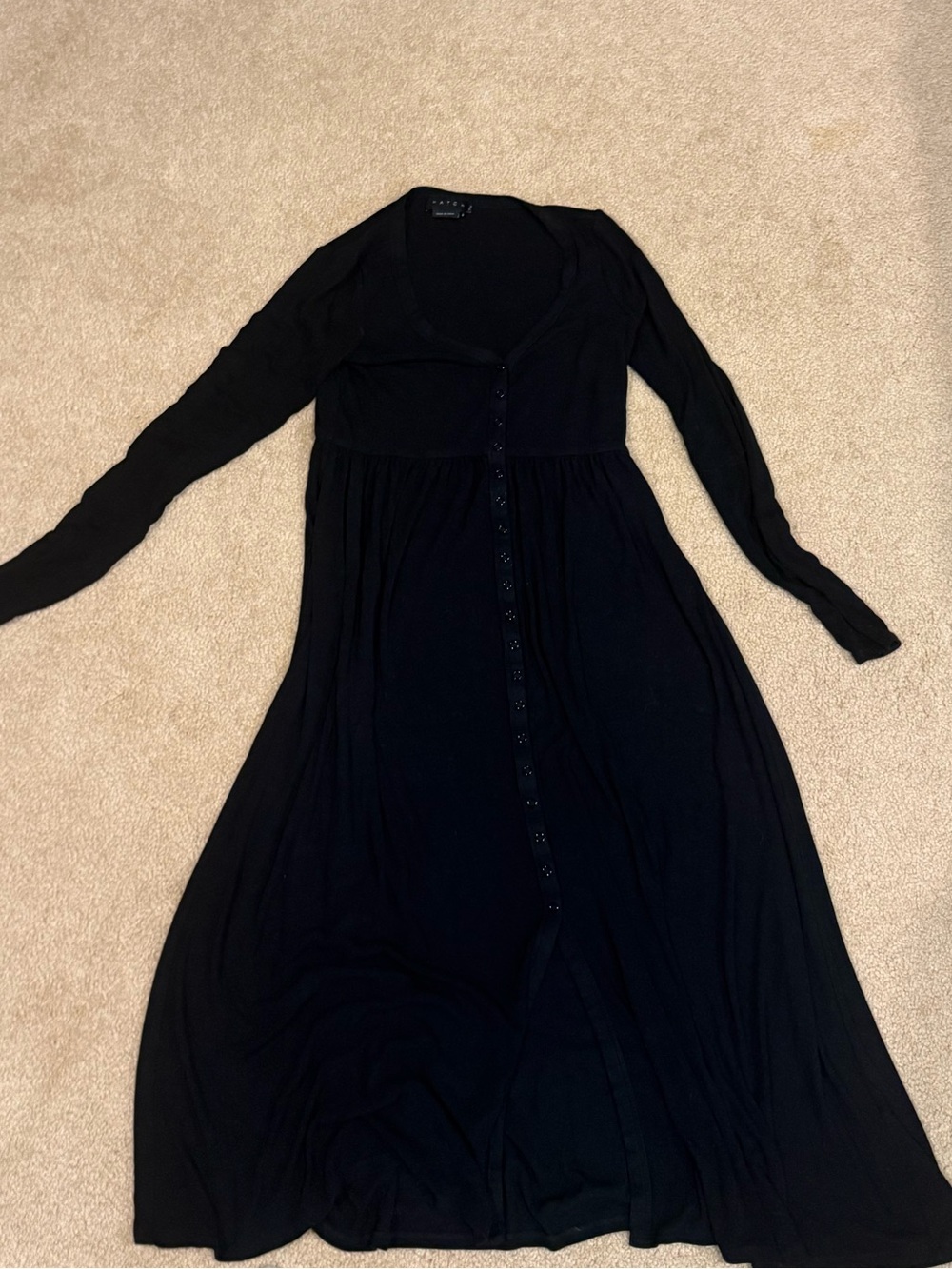 Hatch Black Long-Sleeve Button-Front Maxi Dress